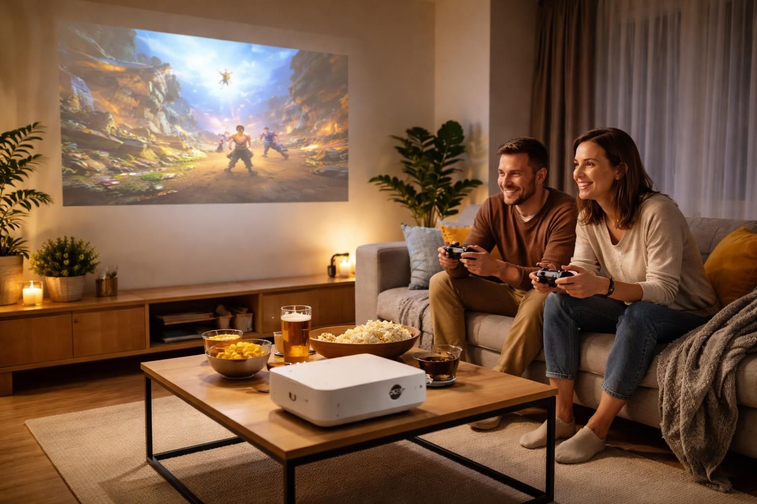 profitez d'une soirée jeux à deux inoubliable grâce au vidéoprojecteur acer, pour une expérience immersive et conviviale à la maison.